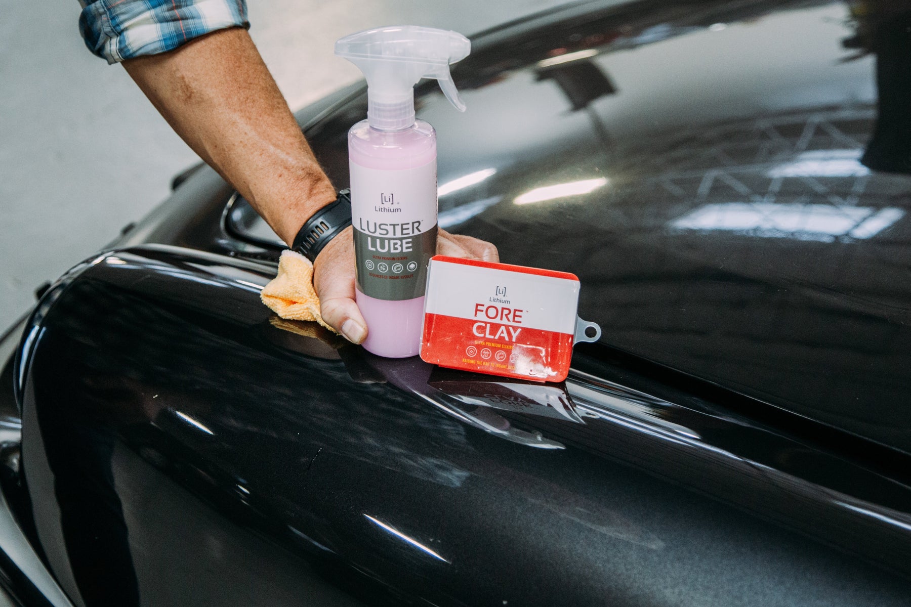 Clay Bar Kit & Ceramic Clay Lubricant: Fore Clay & Luster Lube Car Detailing Product Lithium Auto Care