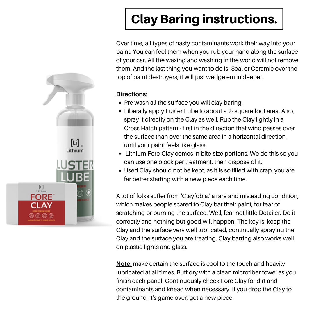 Clay Bar Kit & Ceramic Clay Lubricant: Fore Clay & Luster Lube Car Detailing Product Lithium Auto Care